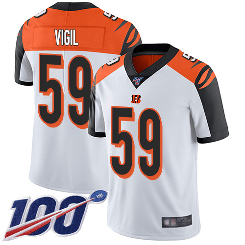 Cincinnati Bengals Limited White Men Nick Vigil Road Jersey NFL Footballl 59 100th Season Vapor Untouchable
